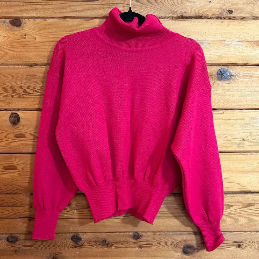 Vintage Bogner Pink turtleneck Wool Blend Ski Sweater Size Small